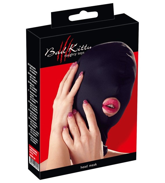 LINGERIE BDSM HEAD MASK MOUTH BLACK BK