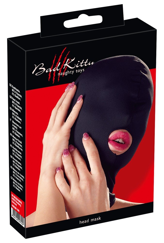 LINGERIE BDSM HEAD MASK MOUTH BLACK BK