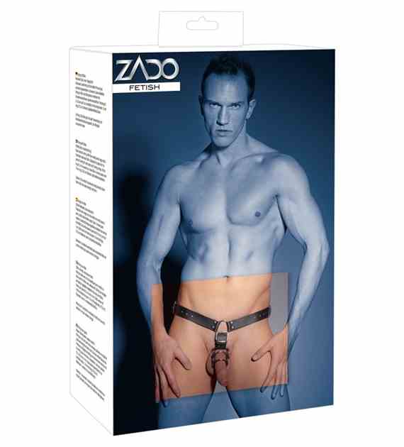 SKÓRZANE STRINGI Z DILDO MEN'S THONG HARNESS+PLUG S/M
