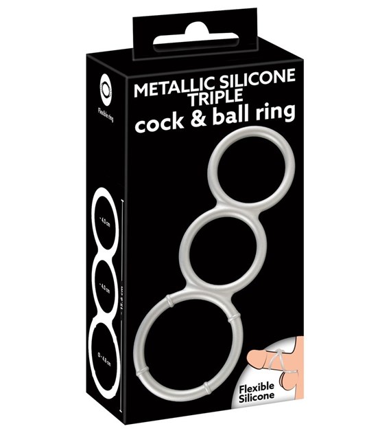 METALLIC SILICONE TRIPLE COCK AND BALL RING