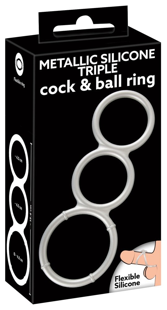 METALLIC SILICONE TRIPLE COCK AND BALL RING