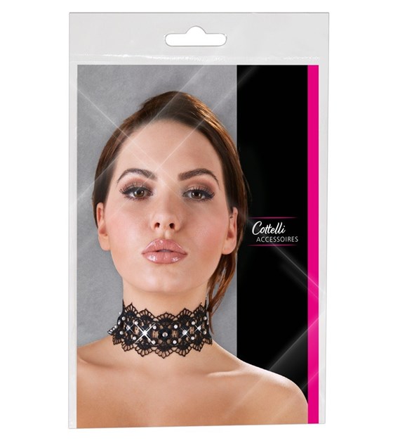 EMBROIDERED CHOKER+RHINESTONES