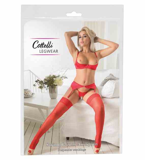POŃCZOCHY STRAPS-STRÜMPFE ROT