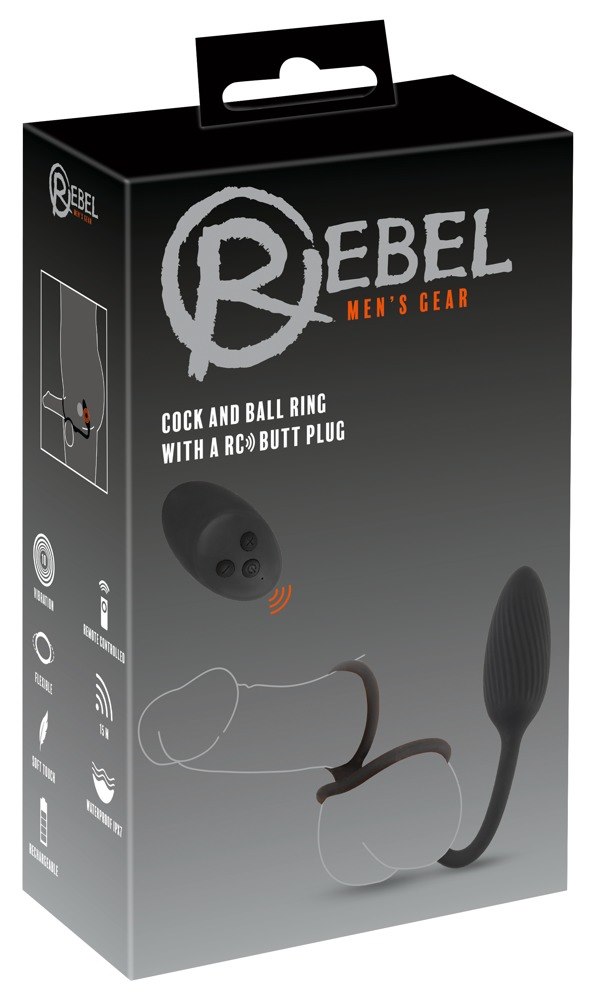 COCK AND BALL RING WITH RC BUTT PLUG