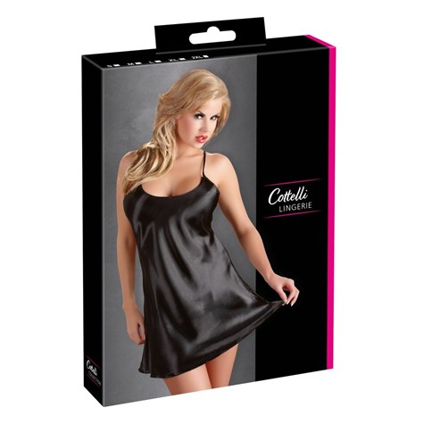 KOSZULKA SATIN CHEMISE BLACK XXL