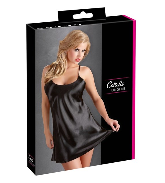 KOSZULKA SATIN CHEMISE BLACK XXL