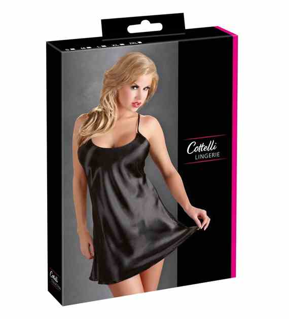 KOSZULKA SATIN CHEMISE BLACK XXL