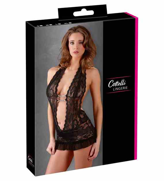 PIŻAMA LACE DRESS BLACK S