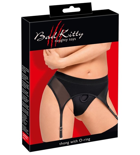 BAD KITTY SUSPENDER THONG L