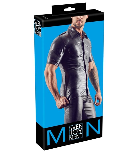 KOSZULKA IMITAT. LEATHER MEN'S SHIRT S