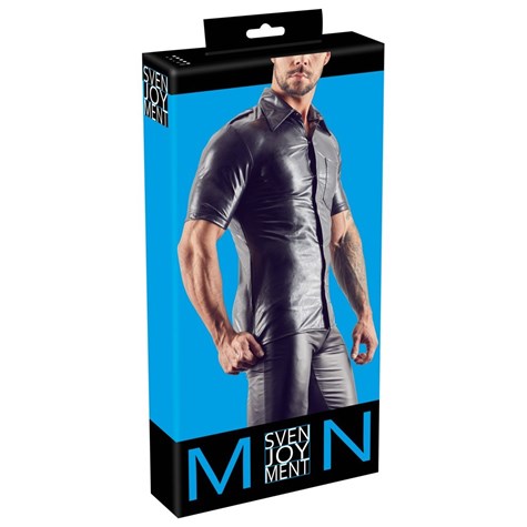 IMITAT. LEATHER MEN'S SHIRT L