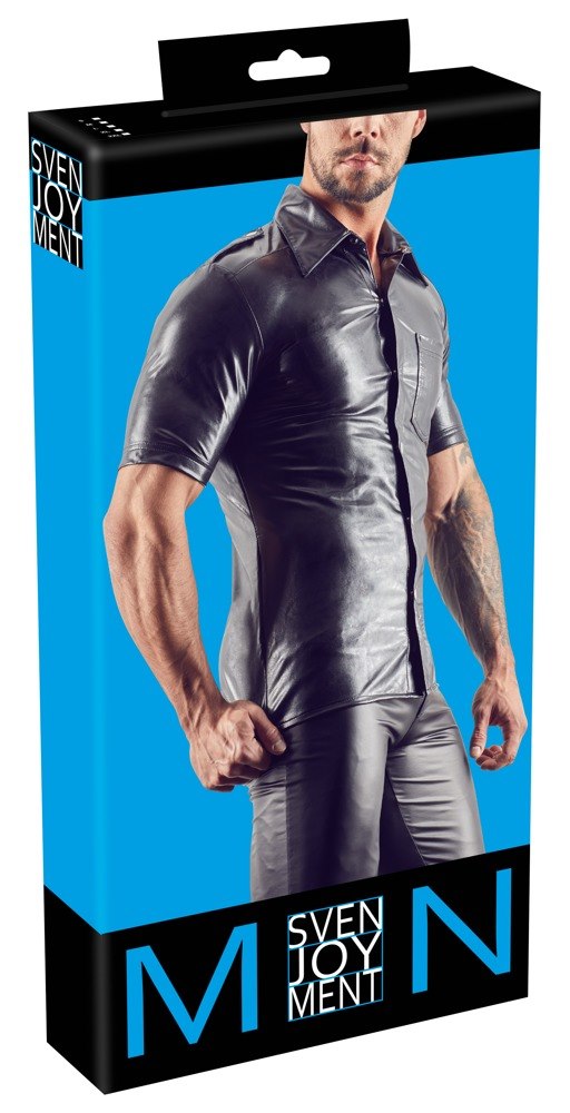 KOSZULKA IMITAT. LEATHER MEN'S SHIRT L