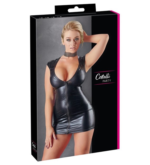 SUKIENKA WETLOOK DRESS WITH ZIP M