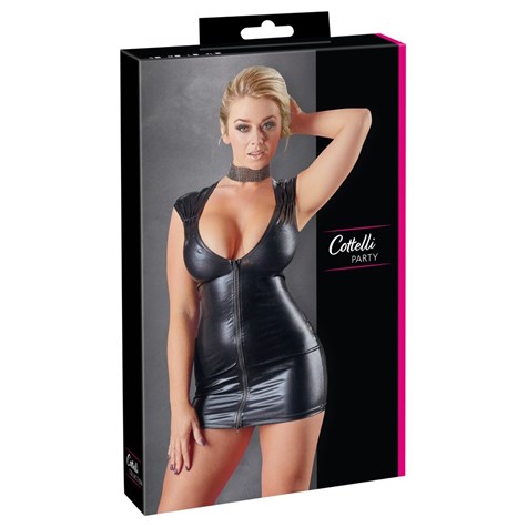 WETLOOK DRESS WITH ZIP XL