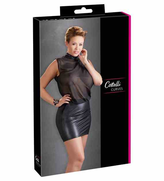 SUKIENKA DRESS TRANSPARENT BLACK 3XL