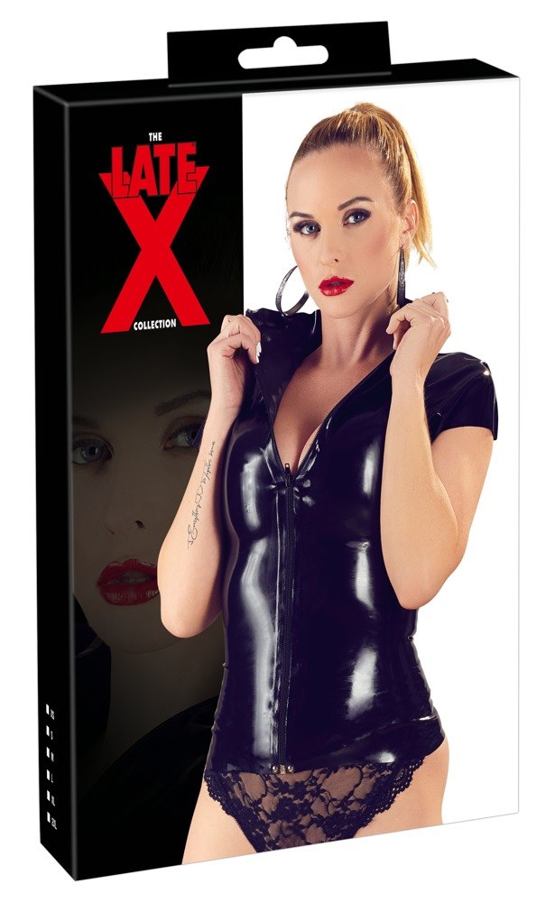 LINGERIE BDSM LATEX SHIRT ZIP BLACK L