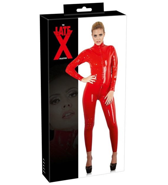 LINGERIE BDSM LATEX CATSUIT RED M