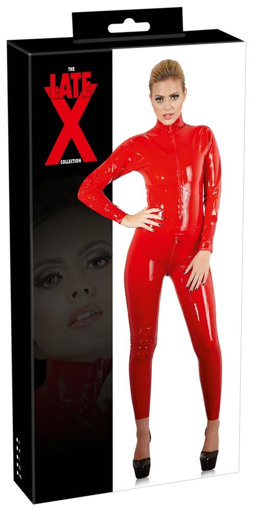 LINGERIE BDSM LATEX CATSUIT RED M