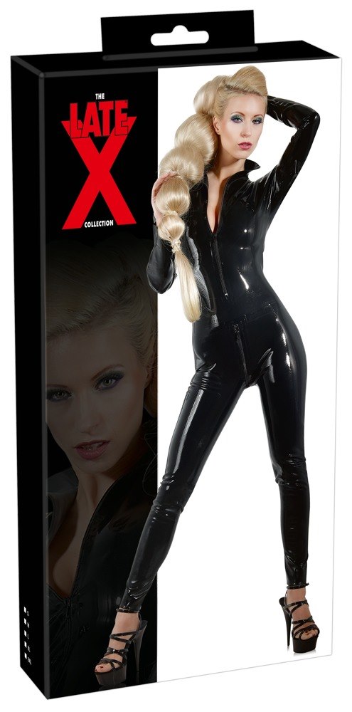 LINGERIE BDSM LATEX CATSUIT BLACK S