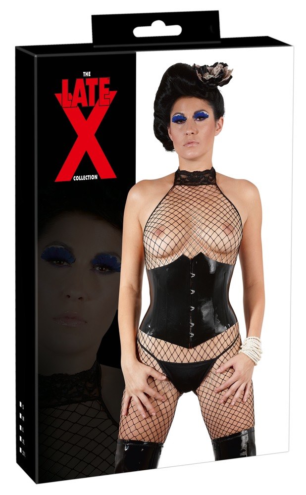 LINGERIE BDSM LATEX WAIST CINCHER BLACK XL