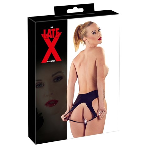 LINGERIE BDSM LATEX STRING BLACK S-L