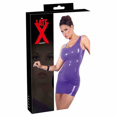 SUKIENKA LATEX MINI DRESS PURPLE L
