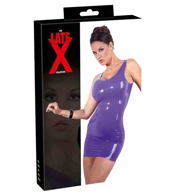 SUKIENKA LATEX MINI DRESS PURPLE L