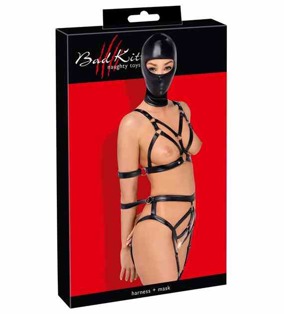ZESTAW BDSM BAD KITTY STRAP+MASK SET L