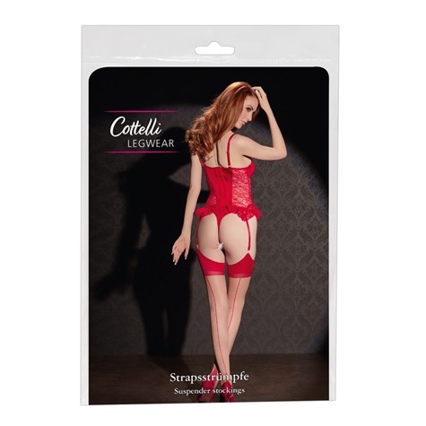 POŃCZOCHY STOCKINGS SKIN/RED 5