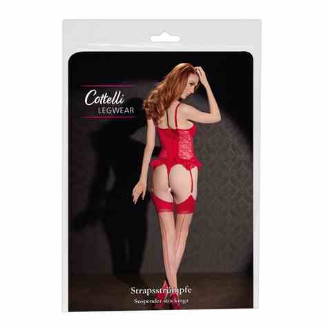 POŃCZOCHY STOCKINGS SKIN/RED 5