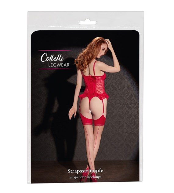 POŃCZOCHY STOCKINGS SKIN/RED 5