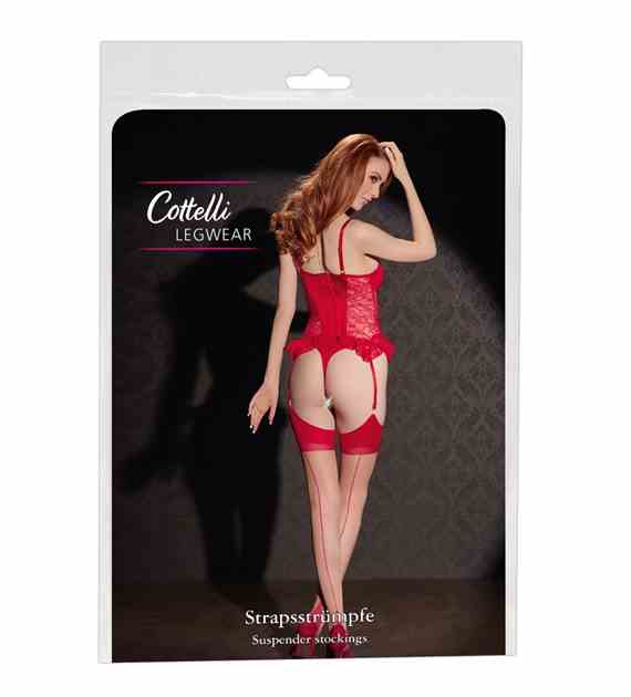 POŃCZOCHY STOCKINGS SKIN/RED 5