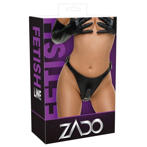 LINGERIE BDSM LEATHER BRIEFS 2 DILDOS S/M