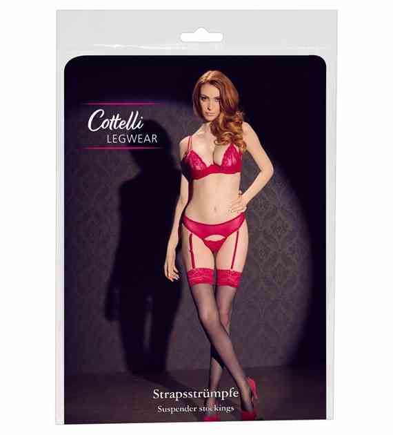 POŃCZOCHY STOCKINGS BLACK/RED 4