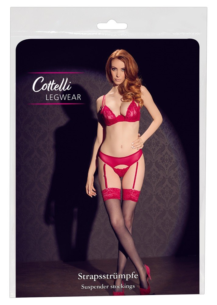 POŃCZOCHY STOCKINGS BLACK/RED 5