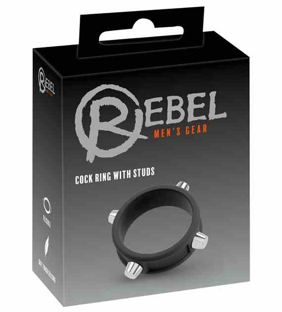 PIERŚCIEŃ REBEL COCK RING W STUDS