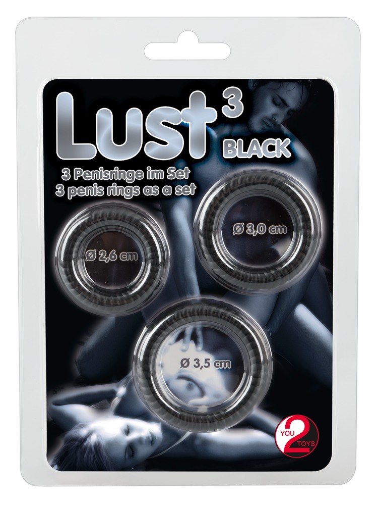 LUST 3 COCK RINGS BLACK
