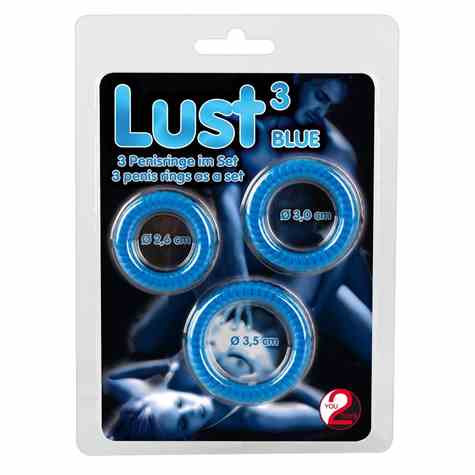 PIERŚCIEŃ LUST 3 COCK RINGS BLUE