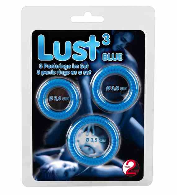 PIERŚCIEŃ LUST 3 COCK RINGS BLUE