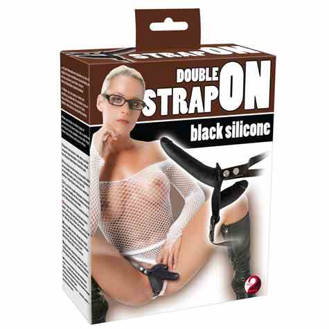STRAPON DOUBLE STRAP ON BLACK SILICONE