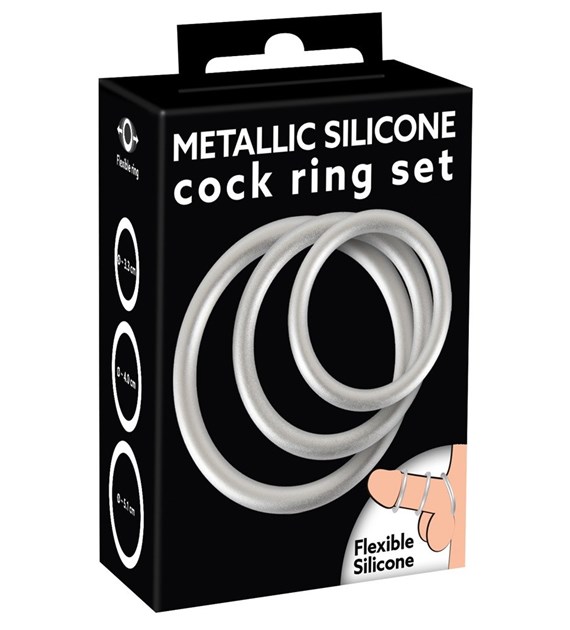 METALLIC SILICONE COCK RING SET