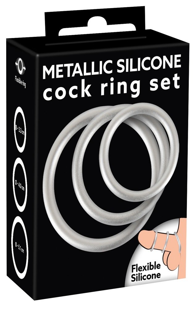 METALLIC SILICONE COCK RING SET