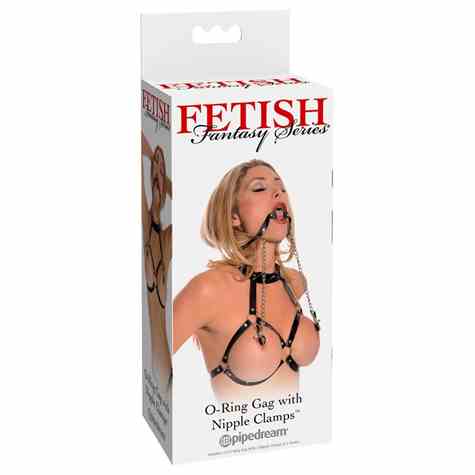 O-RING GAG WITH NIPPLE CLAMPS