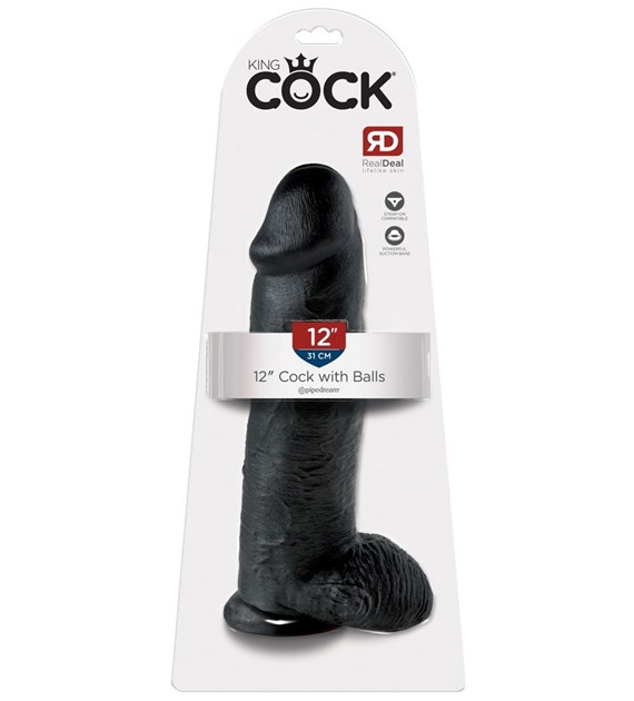 King Cock 12 inch Balls Black