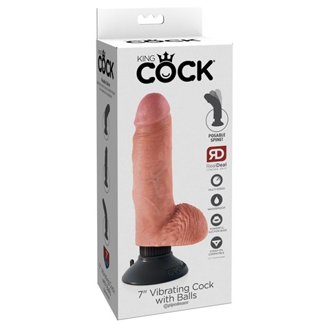 DILDO KING COCK 7 INCH VIBR./WITH BA
