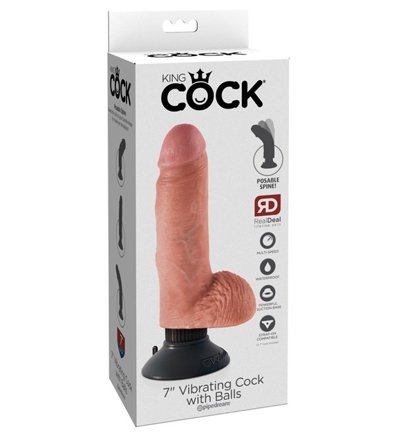 DILDO KING COCK 7 INCH VIBR./WITH BA