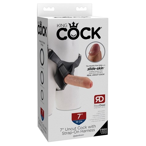 7 UNCUT COCK WITH STRAP-ON HARNESS