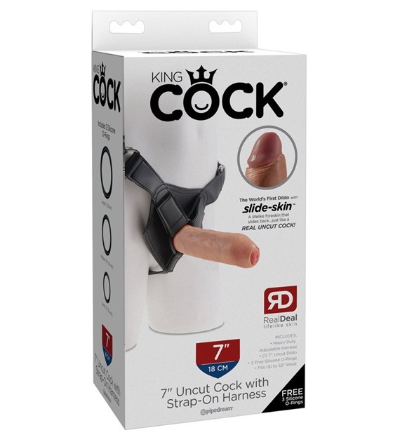 PROTEZA  7 UNCUT COCK WITH STRAP-ON HARNESS