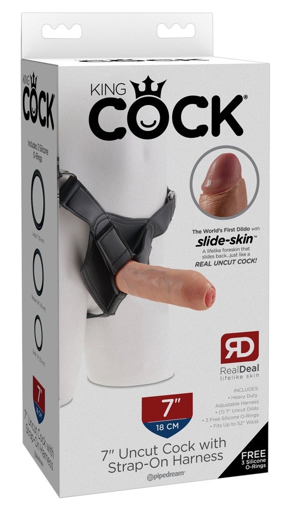 7 UNCUT COCK WITH STRAP-ON HARNESS