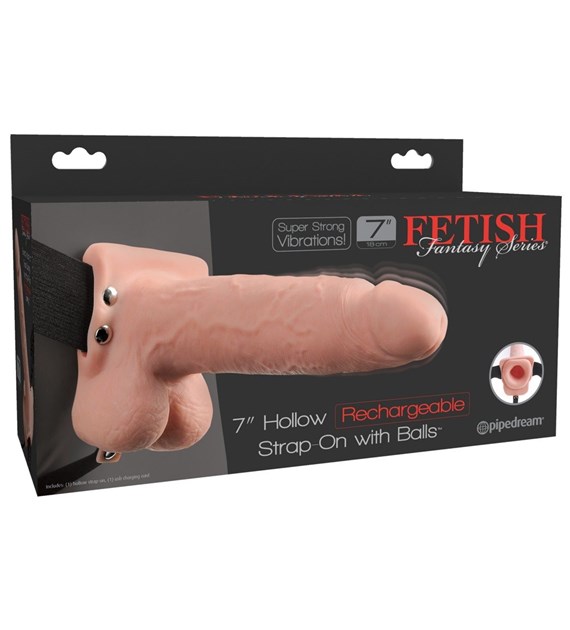 7  HOLLOW RECHARGEABLE STRAP-ON WITH BALLS